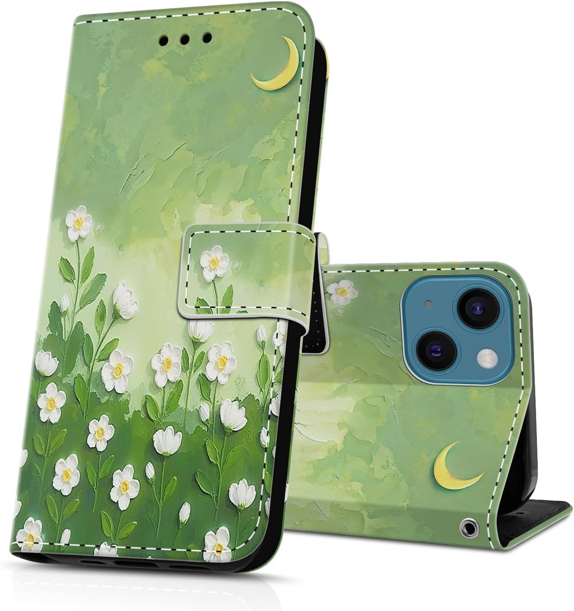 Hoes voor mobiele telefoon voor iPhone 14, hoes, portefeuille, PU-leren hoes, kaartenvak, standaard, klaphoes, 360, schokbestendig, beschermhoes, flip case, cover, portefeuille, iPhone 13