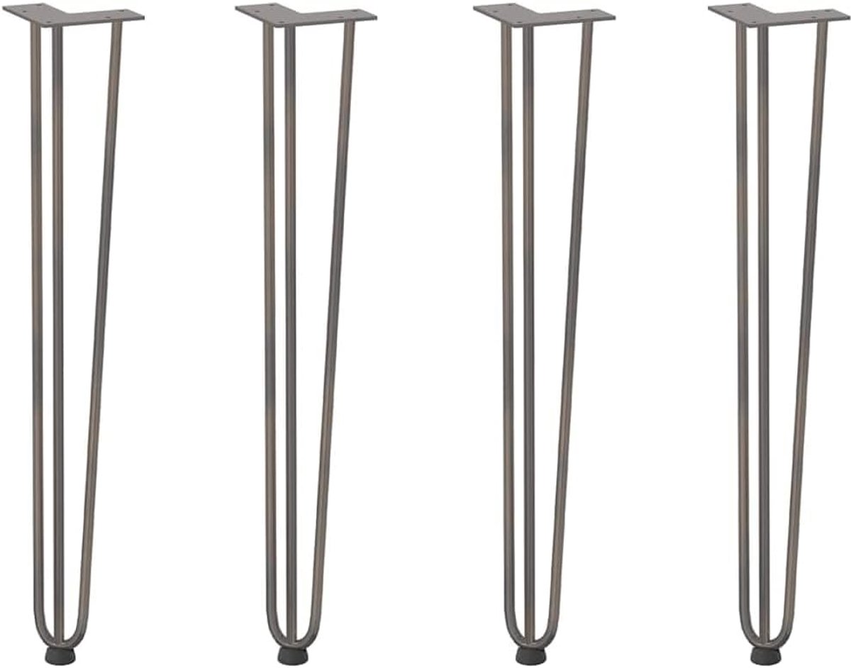 Poten voor consoletafels, 4 stuks, 72 cm, Hairpin tafelpoten met verstelbare voetnivellers, gepoedercoat, voorgeboorde gaten en schroeven inbegrepen