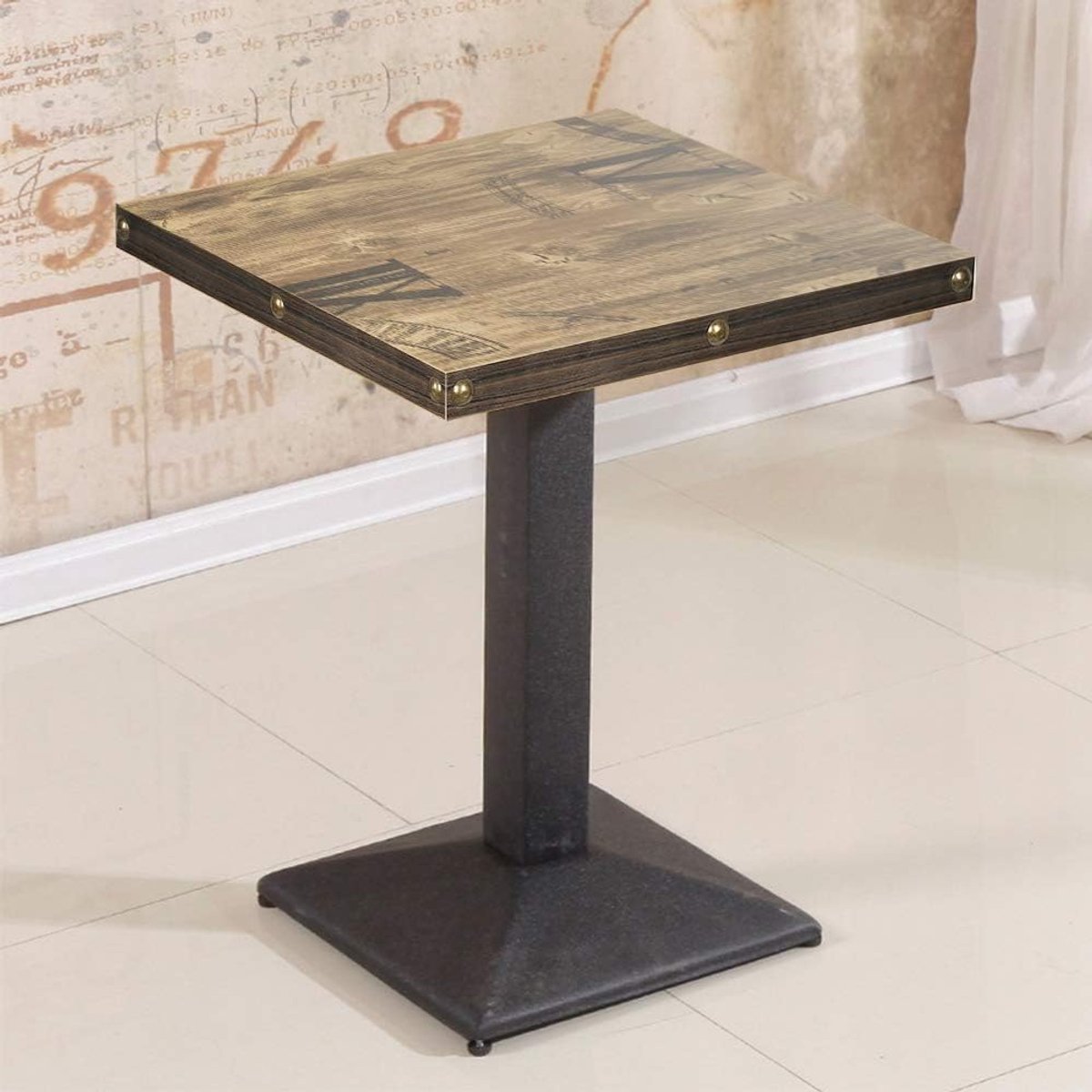 Eettafel, hoog bureau, industriële stijl, houten eettafel, klein, moderne houten tafel, keukentafel voor woonkamer, eetkamer, keuken (60 x 60 x 75 cm (natuurlijk hout))