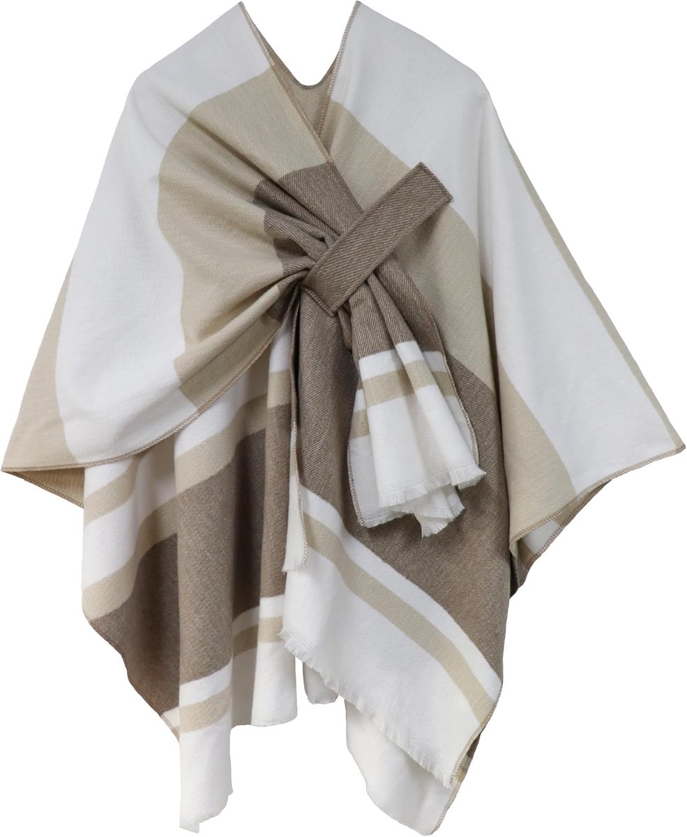 Girl Damesponcho, gebreid, cape, omkeerbaar, elegante deken, warme schouder, gebreide sjaal, mantel voor lente en herfst