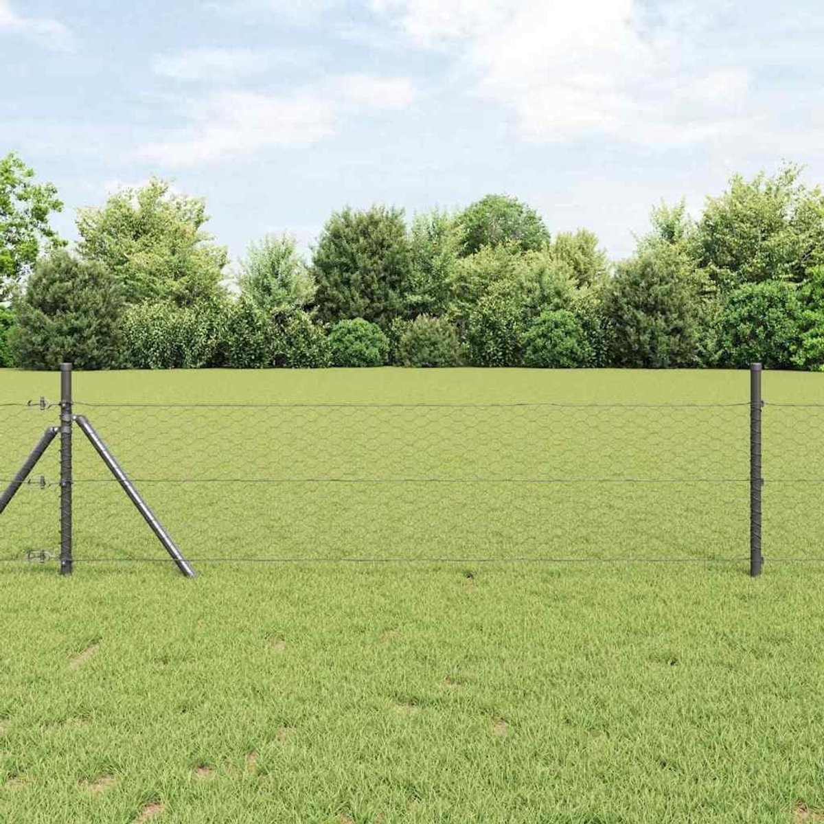 Draadomheining, 10 x 0,4 m, grijs, stabiel tuinhek van pvc-gecoat staal voor omheiningen voor kleine dieren en bloembedbegrenzing