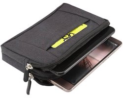 Horizontale riemtas 2 compartimenten met ritssluiting voor i-mobile i-STYLE 712 - Zwart (16,5x 9cm)