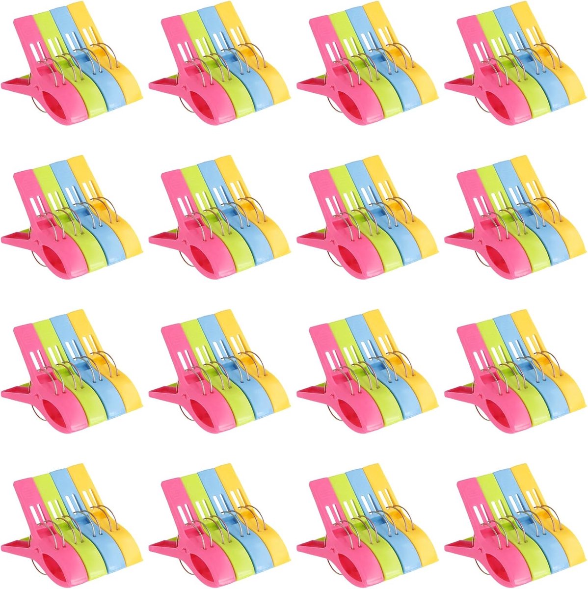 Dailygoods - 64 stuks Grote kunststof wasknijpers - Handdoekklemmen voor kleding en strandlakens