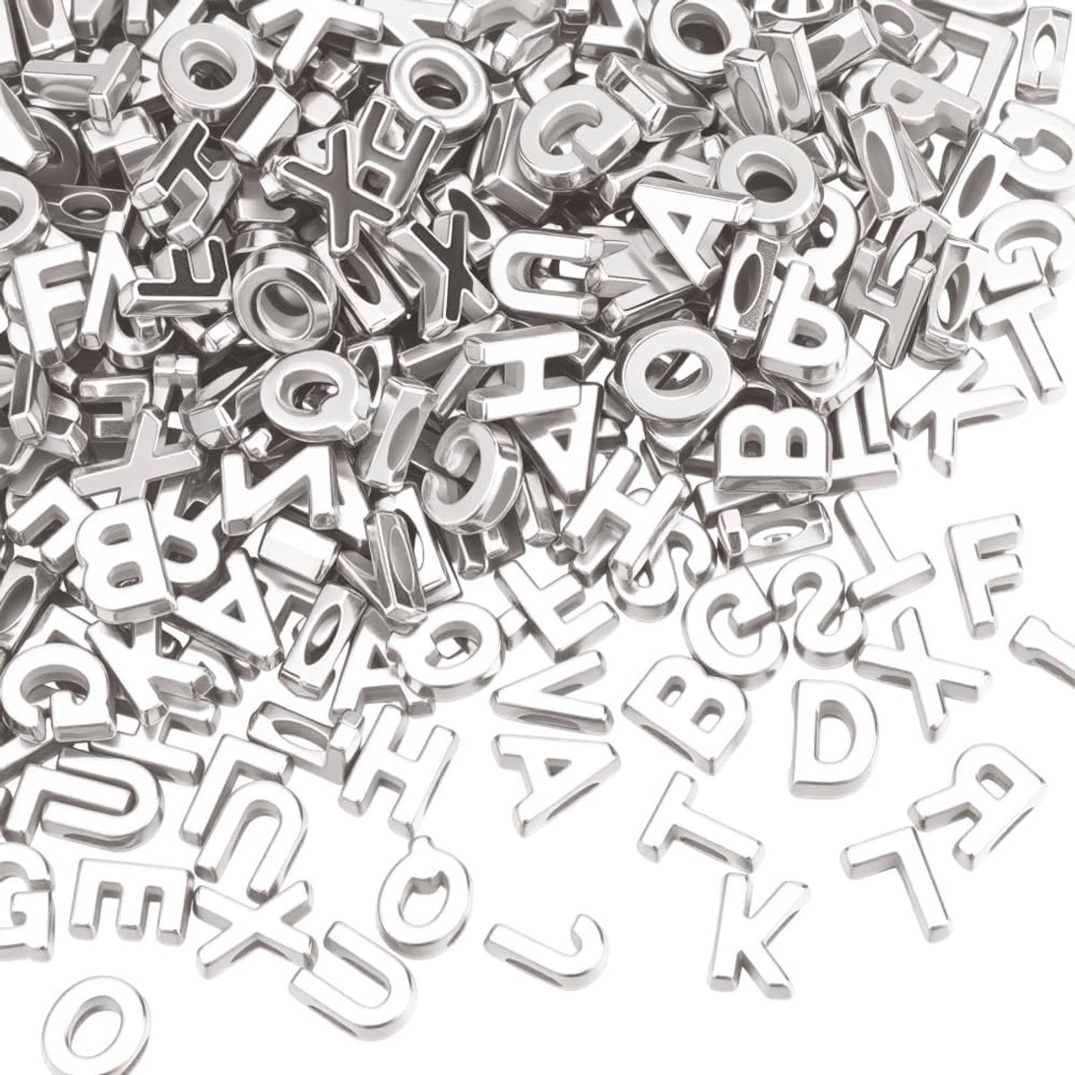 Dailygoods - 300 Stuks Zilveren Acryl Letter Kralen voor Sieraden Maken - Diverse Alfabet Kralen