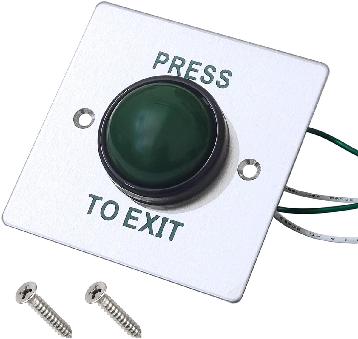 Dailygoods- Uitgangsbutton Groen - Roestvrij Staal - Toegangscontrole - Drukknop - Schokbestendig - 12-24VDC - Eenvoudige Installatie - Uitgangsknop