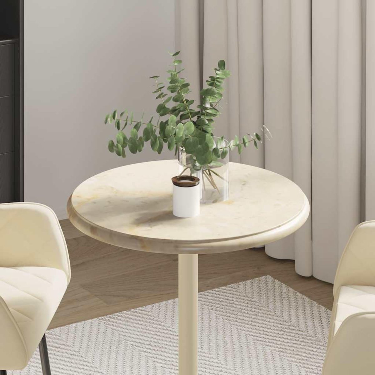 Tafelblad marmer crème Ø50x2,5 cm ronde vervangende plaat voor woonkamer tuin eetkamer