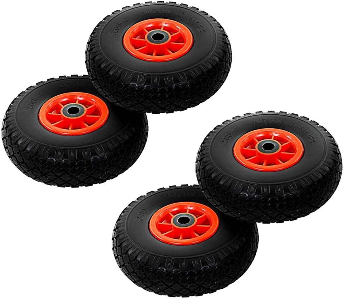 Steekwagenwielen 4 stuks PU-banden 3.00-4 260x85 mm lekvrij