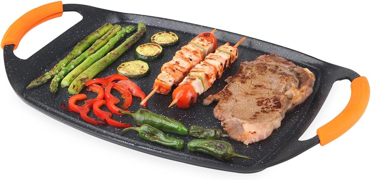 4700 - Bakplaat Grill van gegoten aluminium, antiaanbaklaag, rubberen handgrepen, vaatwasmachinebestendig, PFOA-vrij