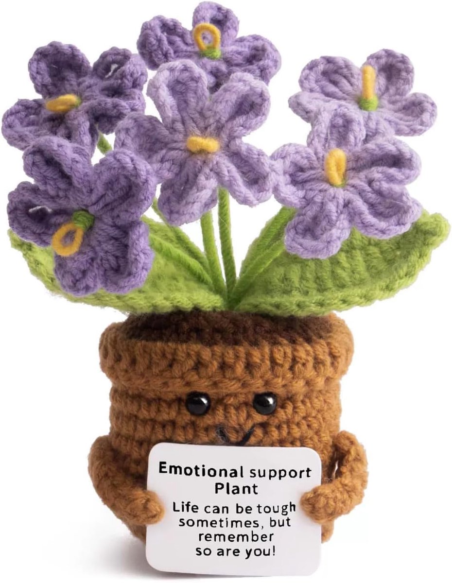 Dailygoods- Gehaakte Bloem - Paarse Klokkenbloem - Positieve Bloem - Cadeau voor Vrouwen - Emotionele Ondersteuning - Handgemaakt met Wol/Katoen - Blo