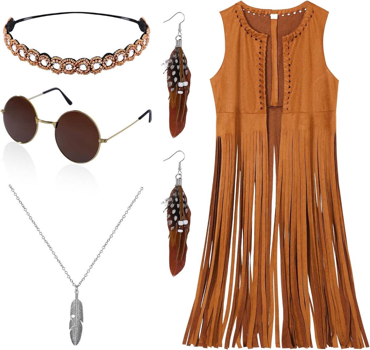 60s 70s Outfits Voor Vrouwen Disco Hippie Kostuum Kleding Cowgirl 70s Halloween Tops Vrouwen Fringe Vest Accessoires
