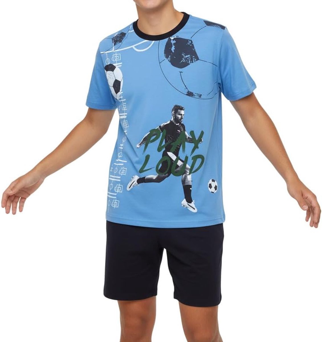 jongenspyjama, zachte single-jersey van 100% katoen en broek in bermudavorm