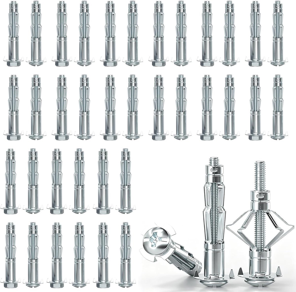 60 stuks holle holle pluggen metaal, M4 x 38 mm, holle wandpluggen voor bevestigingen