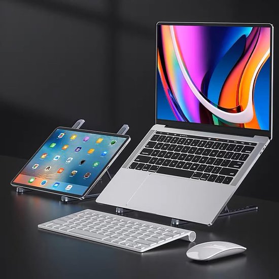Opvouwbare Mobiele Telefoonhouder Standaard Laptophouder, Laptopverhoging voor Bureau Aluminiumlegering Laptopstandaard voor Macbook Air Pro Dell HP laptop 19 inch kleiner — afbeelding 2