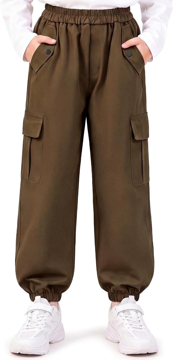 Cargobroek Kinderen – Zachte Katoenen Cargo Joggerbroek met Meerdere Zakken en Elastische Tailleband – Ademende Vrijetijdsbroek Sportbroek Streetwear voor 6-13 jaar