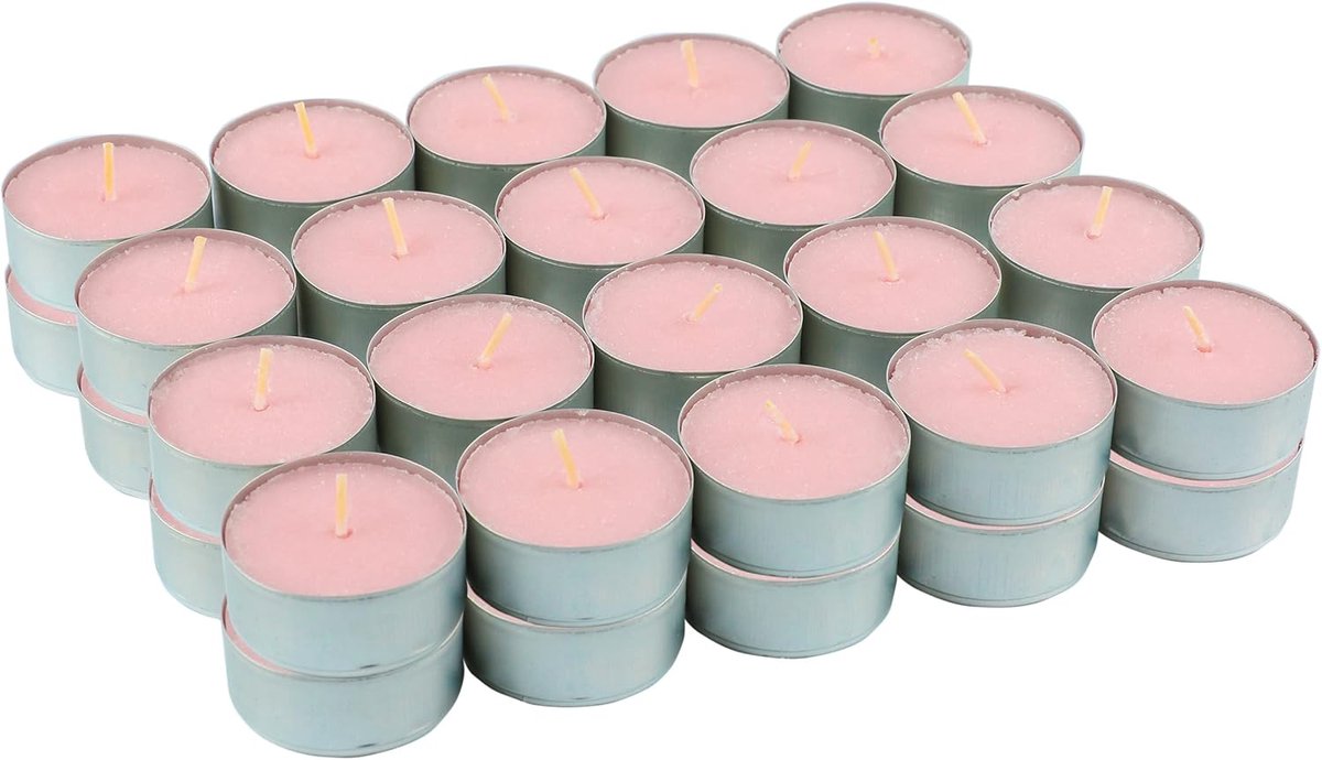 theelichtjes (Pack van 40 kaarsen, aardbei met crème)