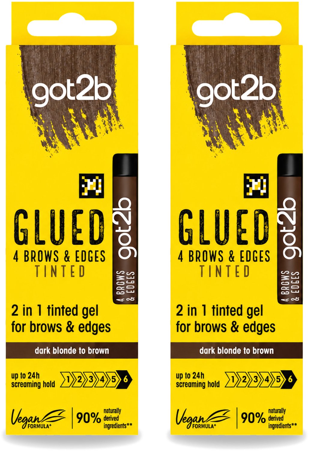 2 x Got2B - 2-in-1 Gel - Brows & Edges Donkerbruin - 16 ml - Voordeelverpakking - 2 stuks