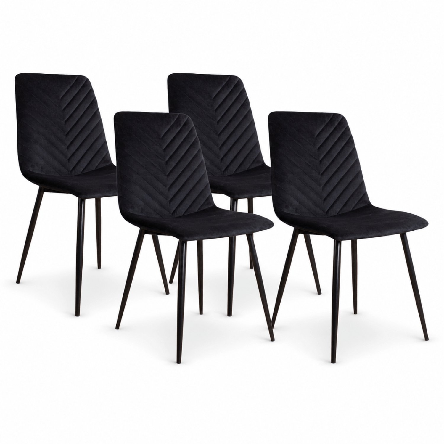 DS4U Gaby eetkamerstoel - Set van 4 - Zwart - Velvet