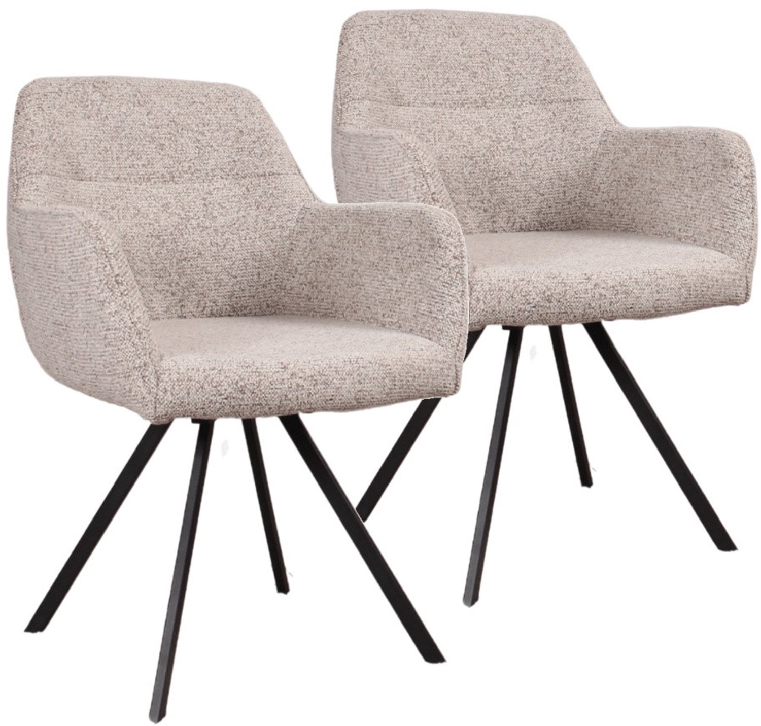 DS4U - - Mats draaibare eetkamerstoel - Set van 2 - Taupe - Stof - Met armleuning
