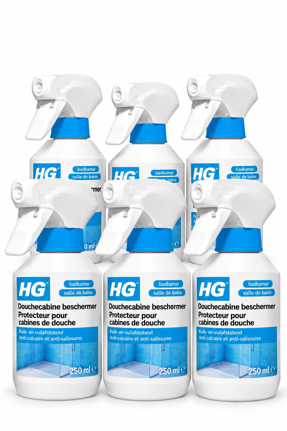 HG Douchecabine Beschermer 250 ml - Kalk- en Vuilafstotend voor Douchecabines 6 x 250 ml