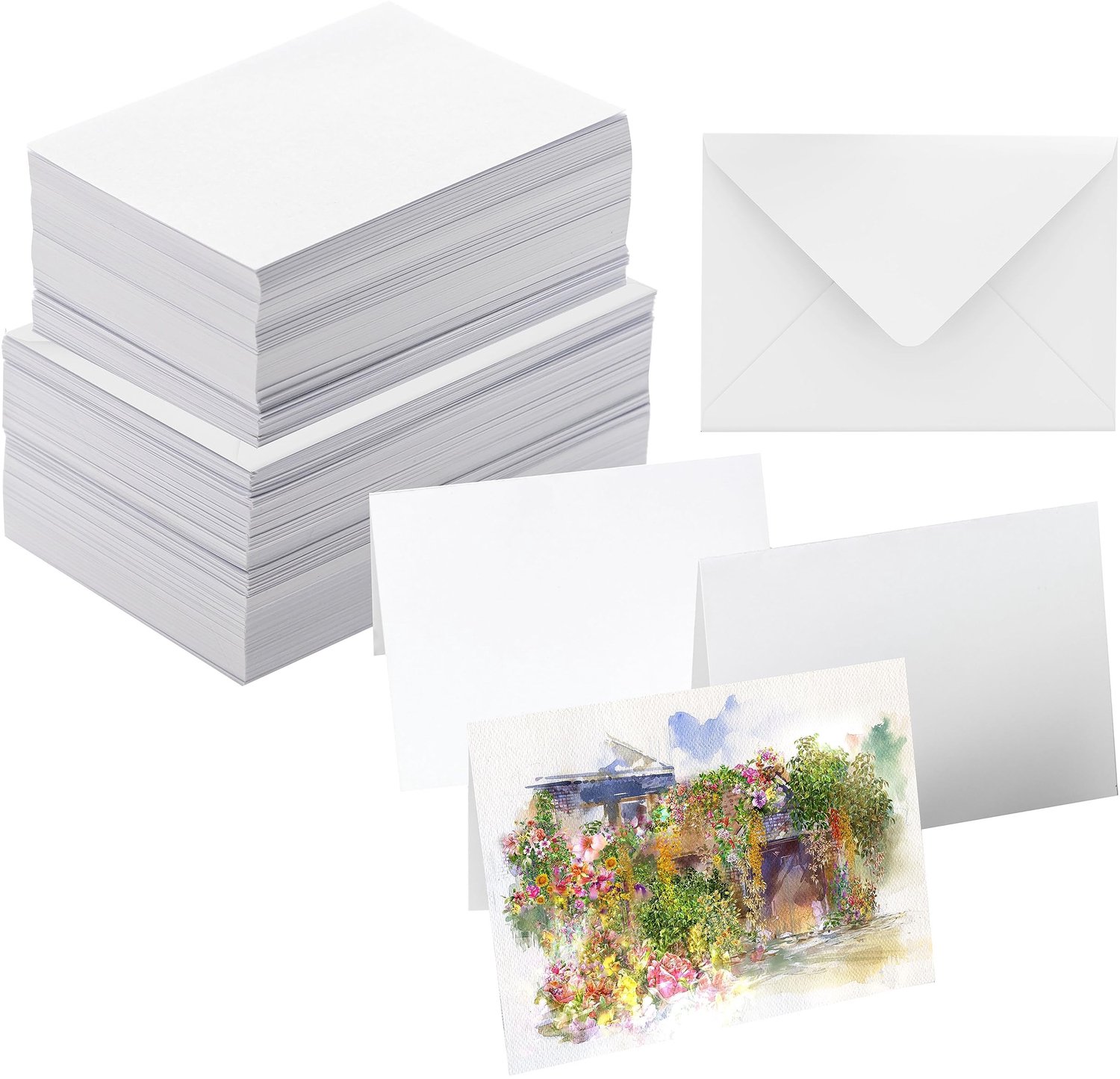 Famanu – Set van 50 katoenen aquarelkaarten 150 lbs met enveloppen