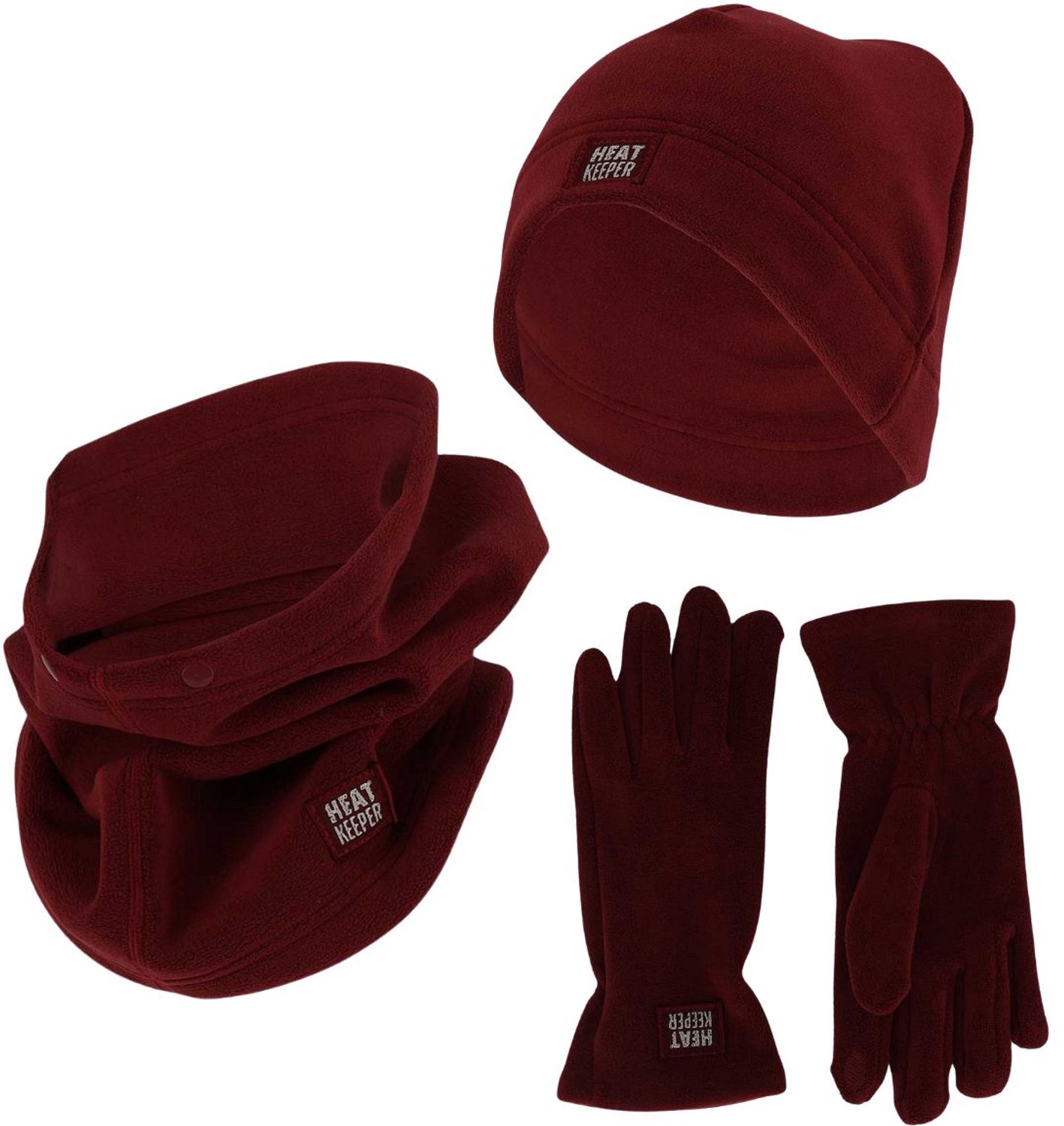 Heatkeeper Dames Winter Thermo Set - Fleece - Muts + Handschoenen + Nekwarmer - Burgundy - One Size
