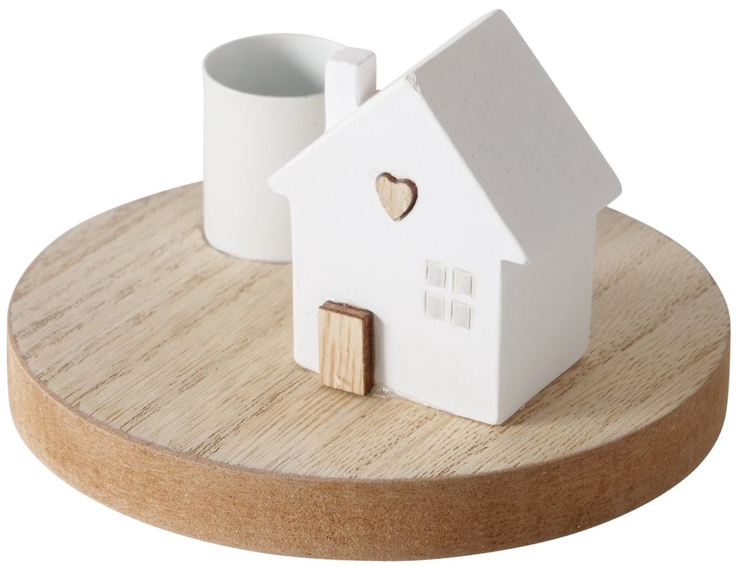 Boltze Home Kandelaar met huisje op voet DOMICIL, hoogte 6,5 cm Wit