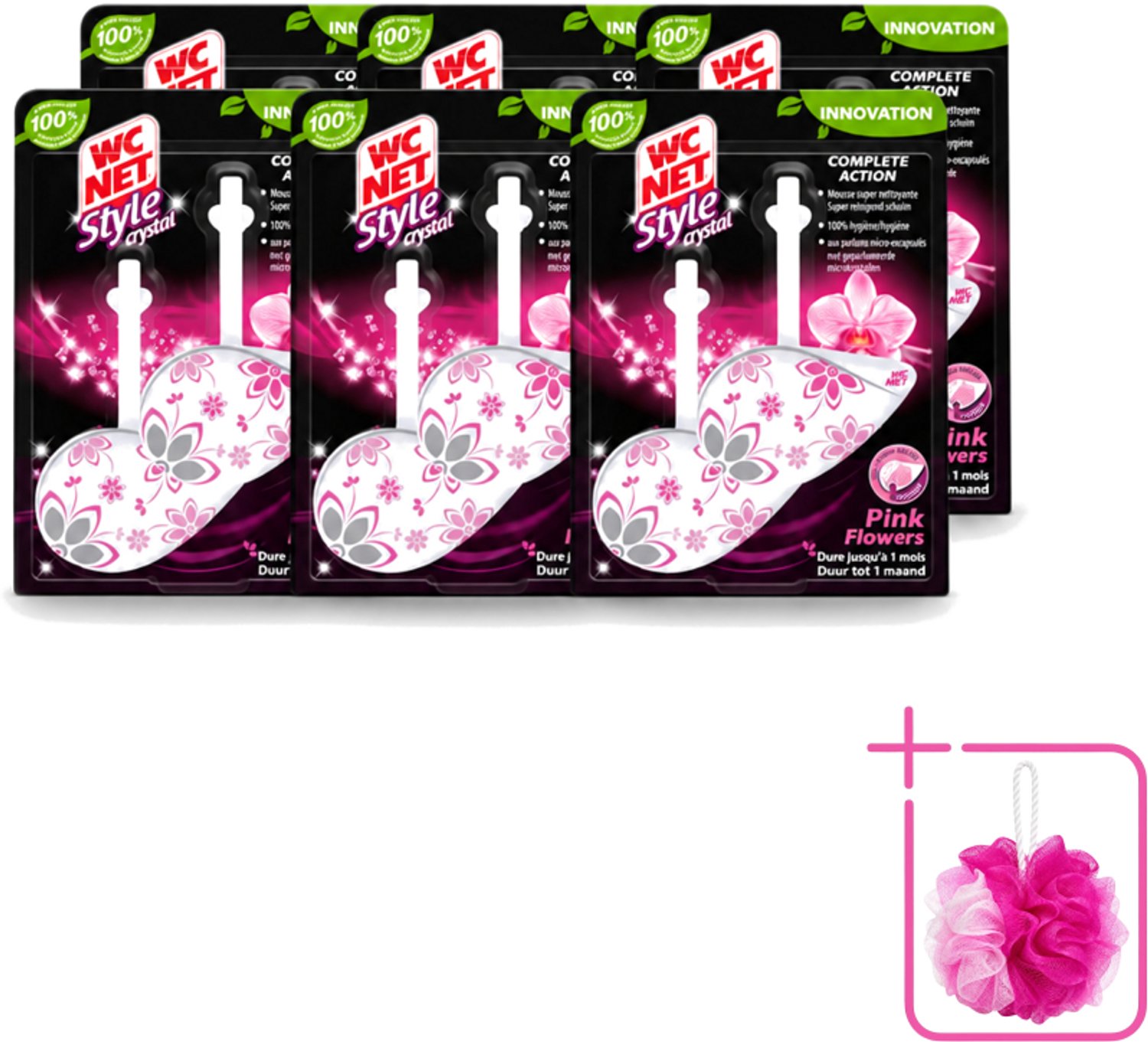 6 x WC Net - Toiletblok - Frisse Bloemen - 2 Blokjes - Bulkverpakking - WC net - Douchemop - Toilet net