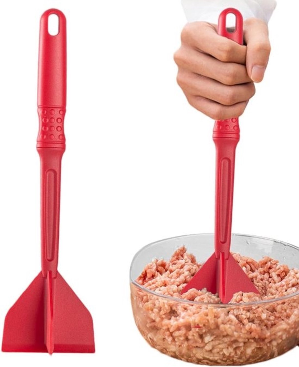 Keukenapparaat om vlees te malen - Molen voor gehakt en rundergehakt - Maaltijden klaarmaken - Ontwerp met geïntegreerde onderdelen - 29.5 x 8 cm - Rood
