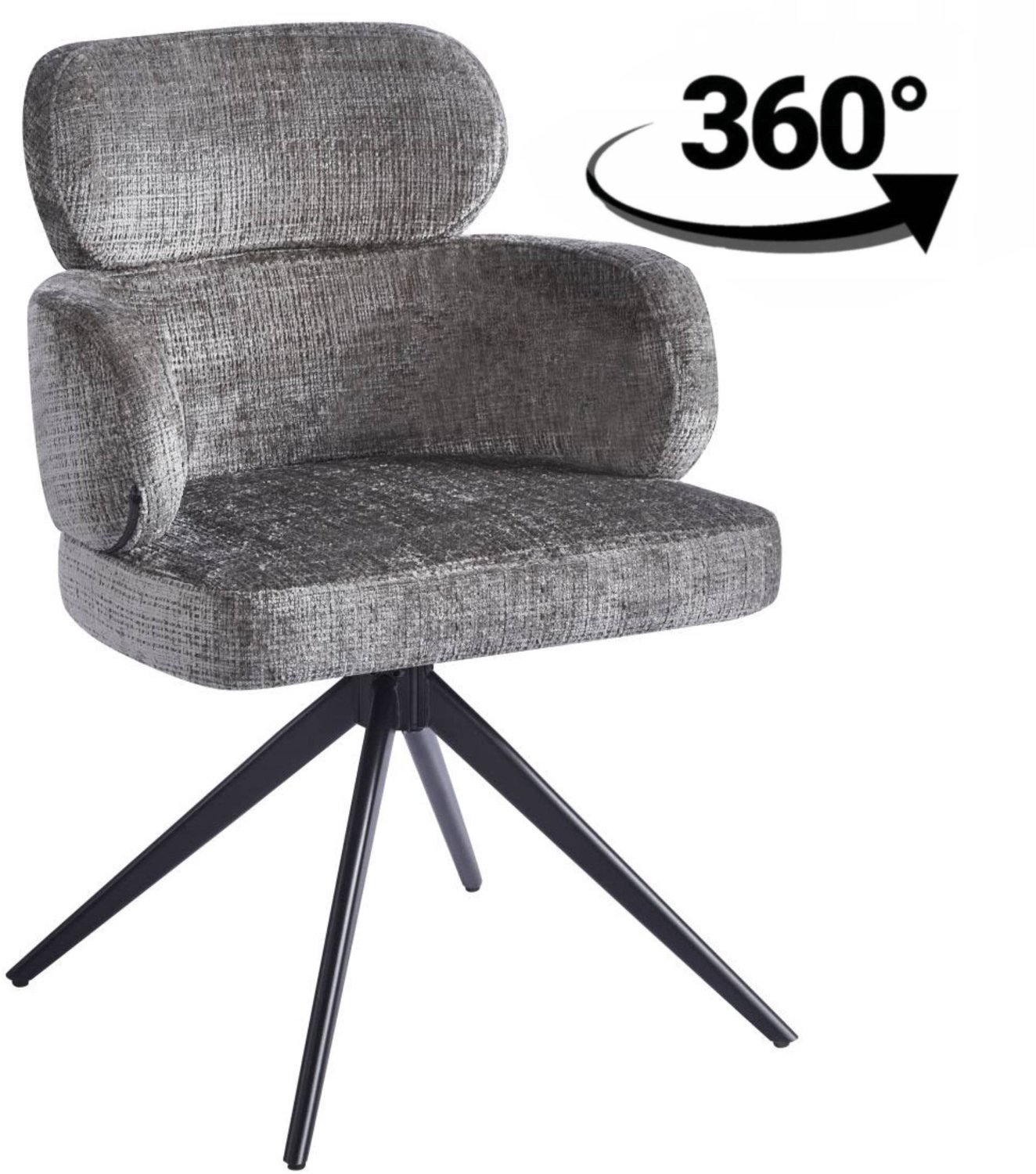 Furnitex - Draaibare Eetkamerstoel - Grijs - Met Armleuningen - 360°