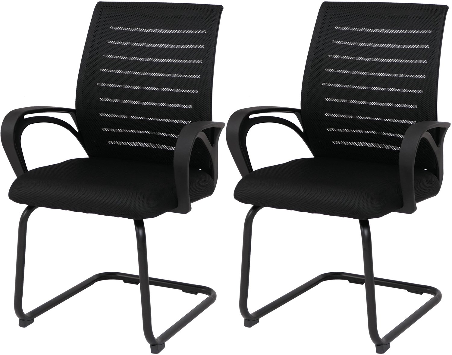 MCW Set van 2 vergaderstoelen MCW-K51, bezoekersstoel als sledestoel, stof/textiel (250 g/m²) MVG ~ zwart, frame zwart
