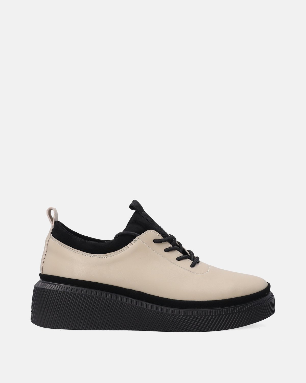 Leren damessneakers - Beige - Plateauzool - Maat 38