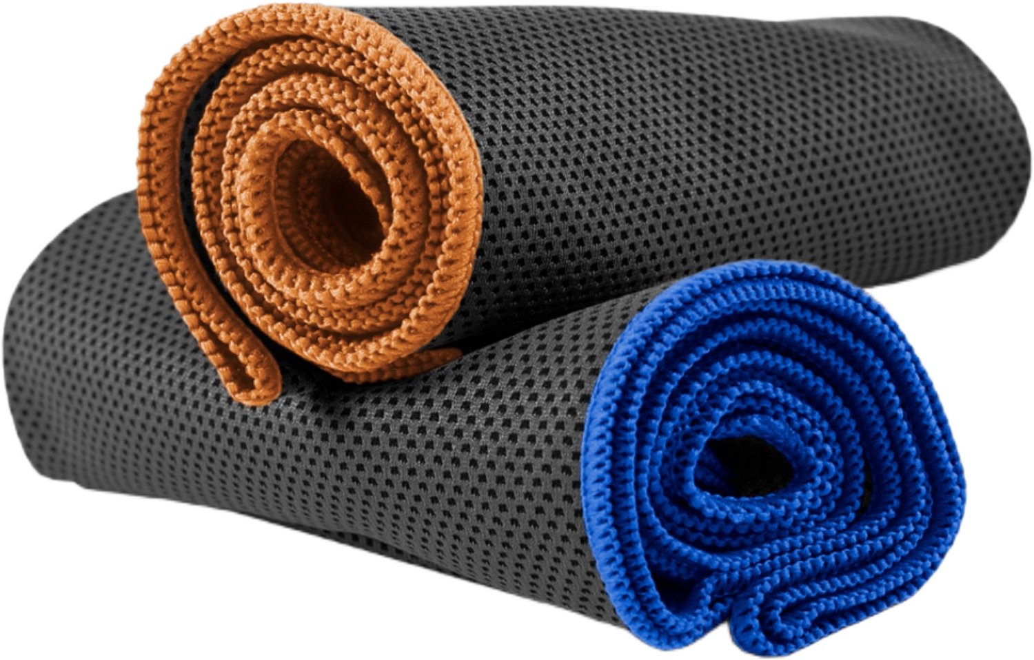 NirvanaShape - microvezel handdoek - verkoelende handdoek - koelhanddoek met directe verkoeling - ultralichte cooling towel - 100 x 30 cm - Grijs / Oranje Rand