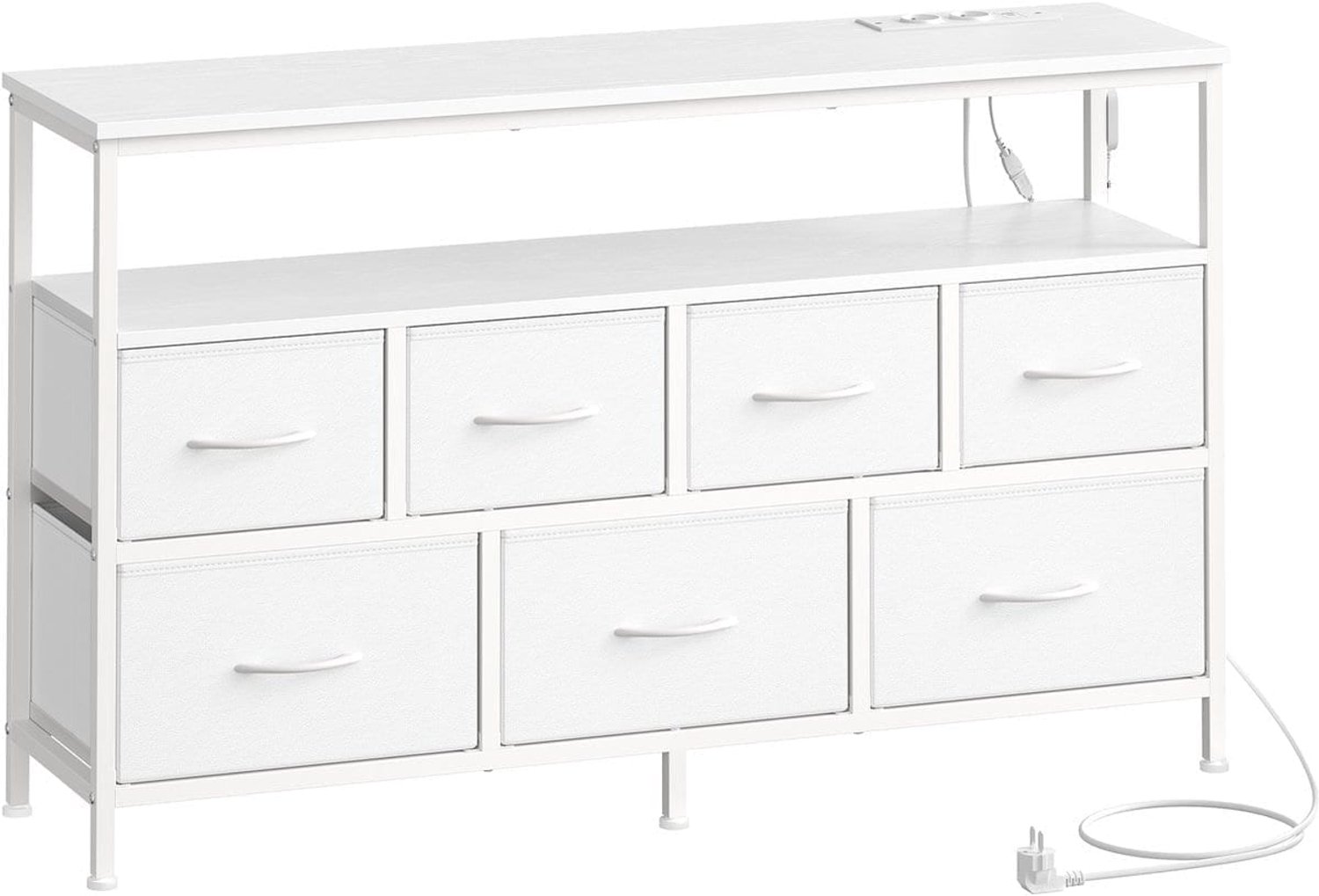 Klarven Ladekast Wit - Led Ladenkast - Ladekasten - Chest Of Drawers - Ingebouwd Stopcontact - 7 Stoffen Lades, Verstelbare LED - 113,8x30x68,1 cm