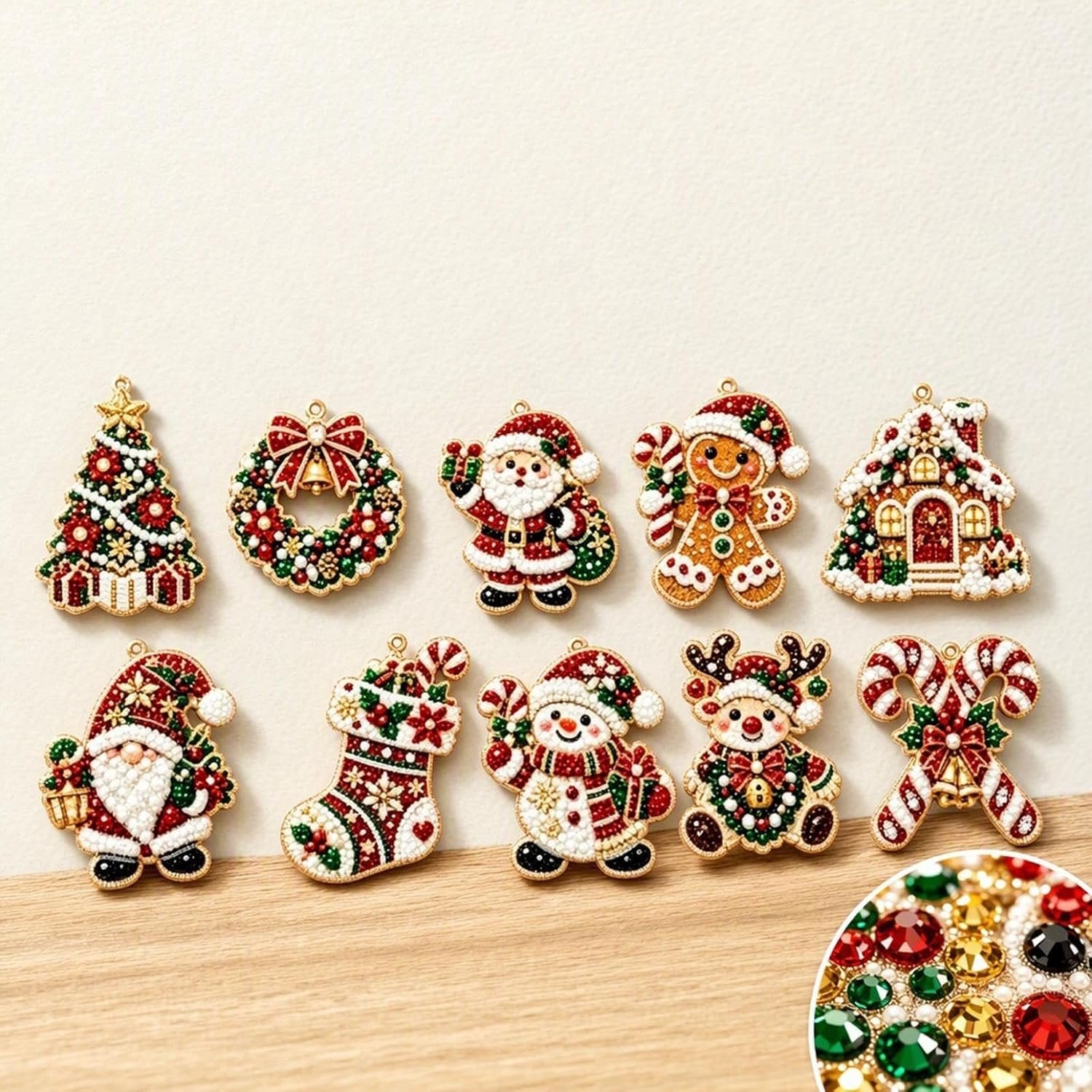 10-delige Set - DIY Diamond Painting Kersthanger - Kerstthema diamantschilderij ornament - Kerstversieringen - Kerstboomversieringen - Zelfgemaakte kerstversieringen - Kerstcadeaus - Geschikt voor volwassenen en kinderen – foto 3