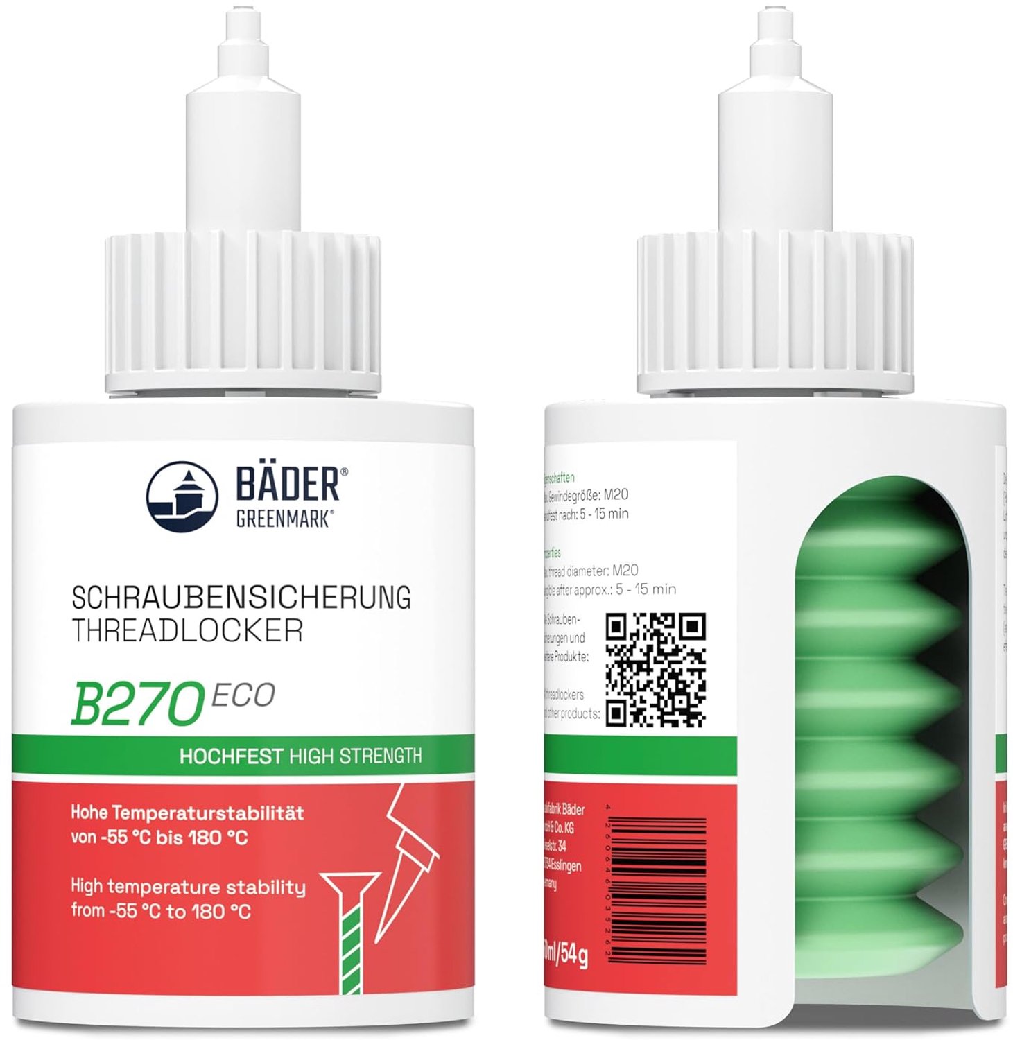 Bäder B270 Eco Schroefdraadborging Groen 50ml - Hoge Sterkte