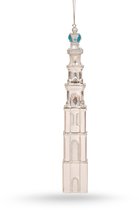 Kerstbal Westertoren Zilver – 23 cm – Handgemaakt Glazen Ornament – De Ballen uit Amsterdam