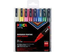 POSCA Paintmarker PC-3M - 0.9 - 1.3 mm - Mitsubishi Pencil - Etui van 8 Stuks in Geassorteerde Basiskleuren