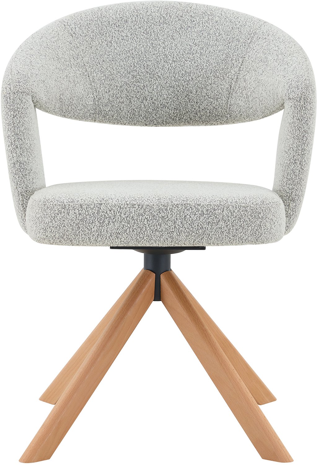 SONNENH Draaibare eetkamerstoelen set van 2 - Lichtgrijze structuurstof - Massief houten poten - Open gebogen rug Lichtgrijs met houtkleurige poten