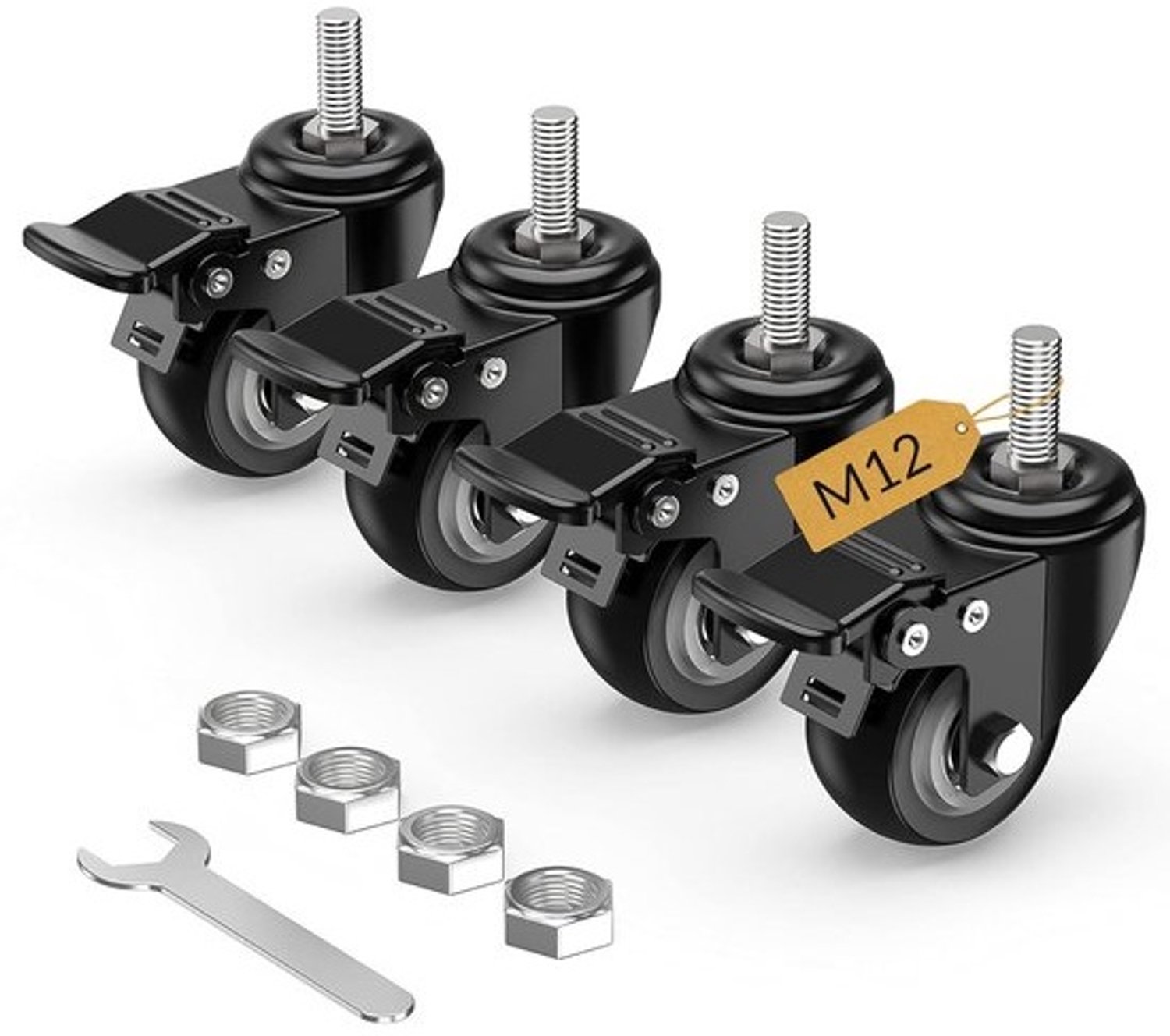 Zwenkwielen 50mm - Heavy duty stuurwielen met totale rem voor meubels en apparatuur
