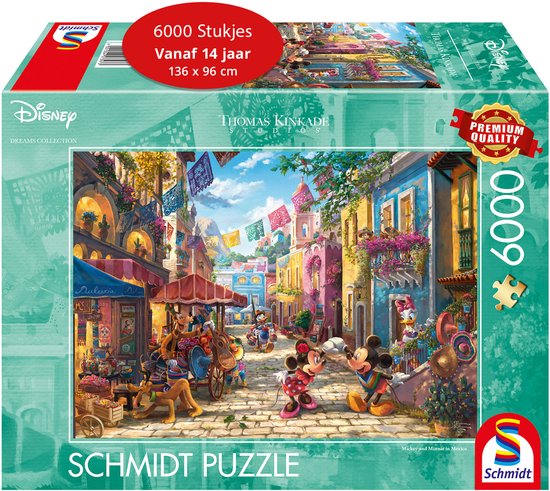 Schmidt puzzeldoos met een Disney Mickey & Minnie in Mexico scène van Thomas Kinkade, 6000 stukjes.