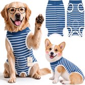 Kaiyaya - 1 stuk Herstelbody voor Honden - Herstelpak na Operatie - Ademend en Eenvoudig Schoon te Maken - Blauw-wit Gestreept - Voor Wondbescherming na Operatie bij Middelgrote en Grote Honden