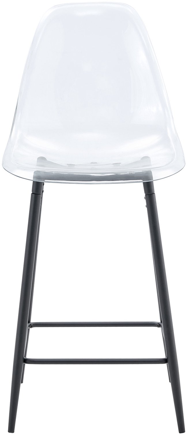 SONNENH Transparante barkrukken set van 2 - Zwart metalen frame - Rug en voetensteun - Zithoogte 65 cm