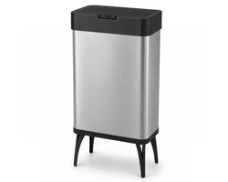Five Stars® Sensor Prullenbak Op Pootjes - 60 Liter - RVS Afvalbak - Soft Close Deksel - Vuilnisbak - Zilver
