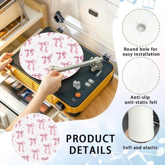 Slipmat 30,5 cm - vilt - antistatisch en geluidsreducerend - verbeterde stabiliteit vinyl - m-winkel — afbeelding 4