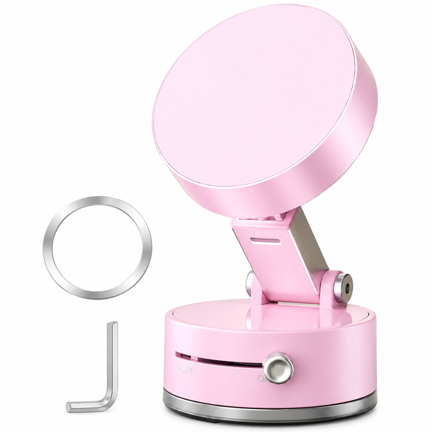 Roze magnetische telefoonhouder met zuignapvoet voor op tafel