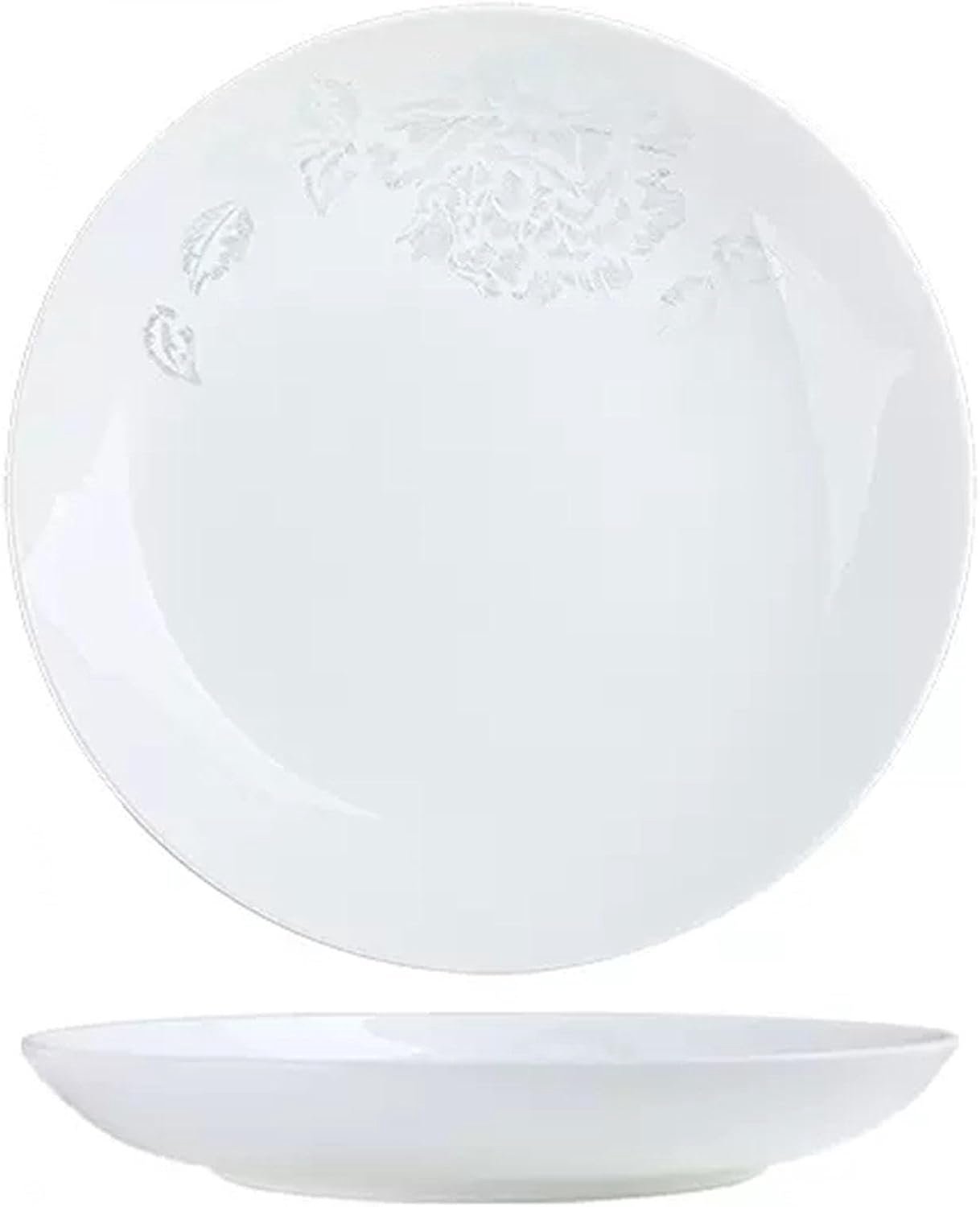 Witte Keramische Dinerborden Set van 4 - Ronde Salade Borden Fit Steak Fruit Pasta Pannenkoek, Elegante Serveerschaal Magnetron, Oven, Vriezer en Vaatwasserbestendig,8inch