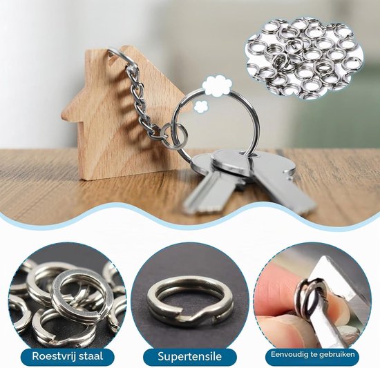 30 Stuks Platte Splitringen 10mm Kleine Sleutelhanger Lussen RVS Sleutelhanger Ringen voor Vissen, Sleutels en Handwerk — afbeelding 2