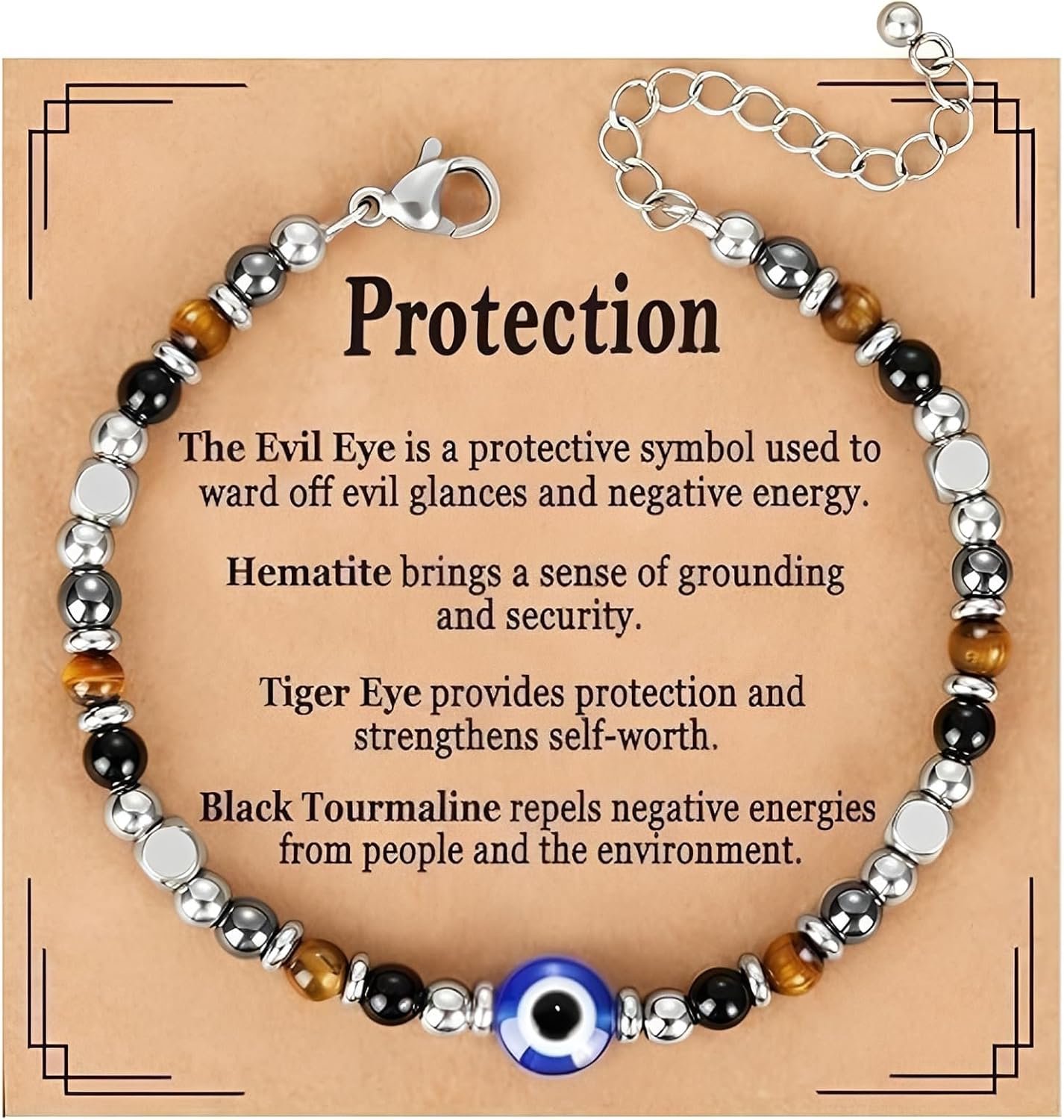 Armband met Turks oog, geluksbrenger voor dames, met cadeaukaart, cadeau voor verjaardag, pensioen en vrienden, verstelbaar, handgemaakt