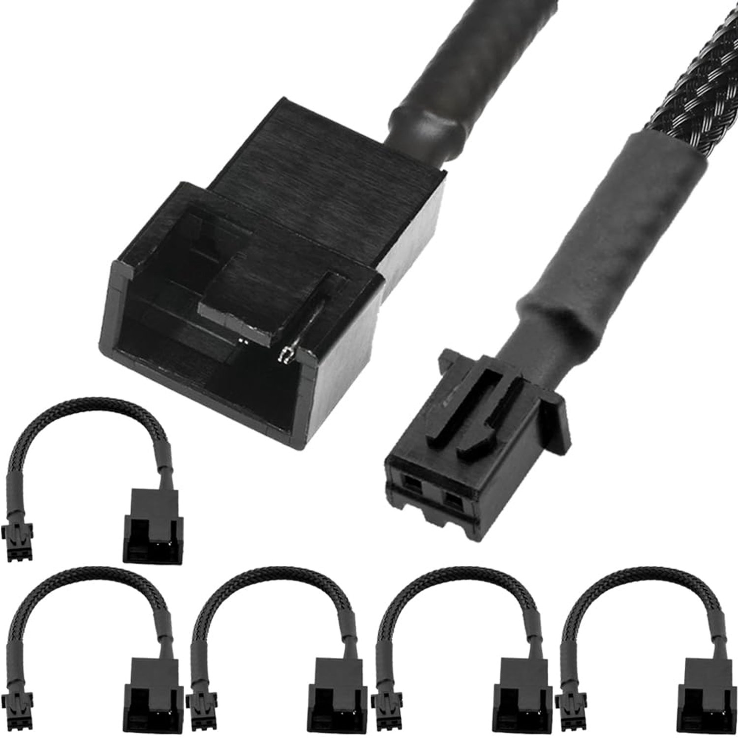 Mini 2-pins naar ventilator (XH2,5 mm) adapterkabels, mini 2-pins JST XH 2,5 mm naar pc-ventilator 3-pins/4-pins connector kabel voor voedingsapparaat (5 stuks)