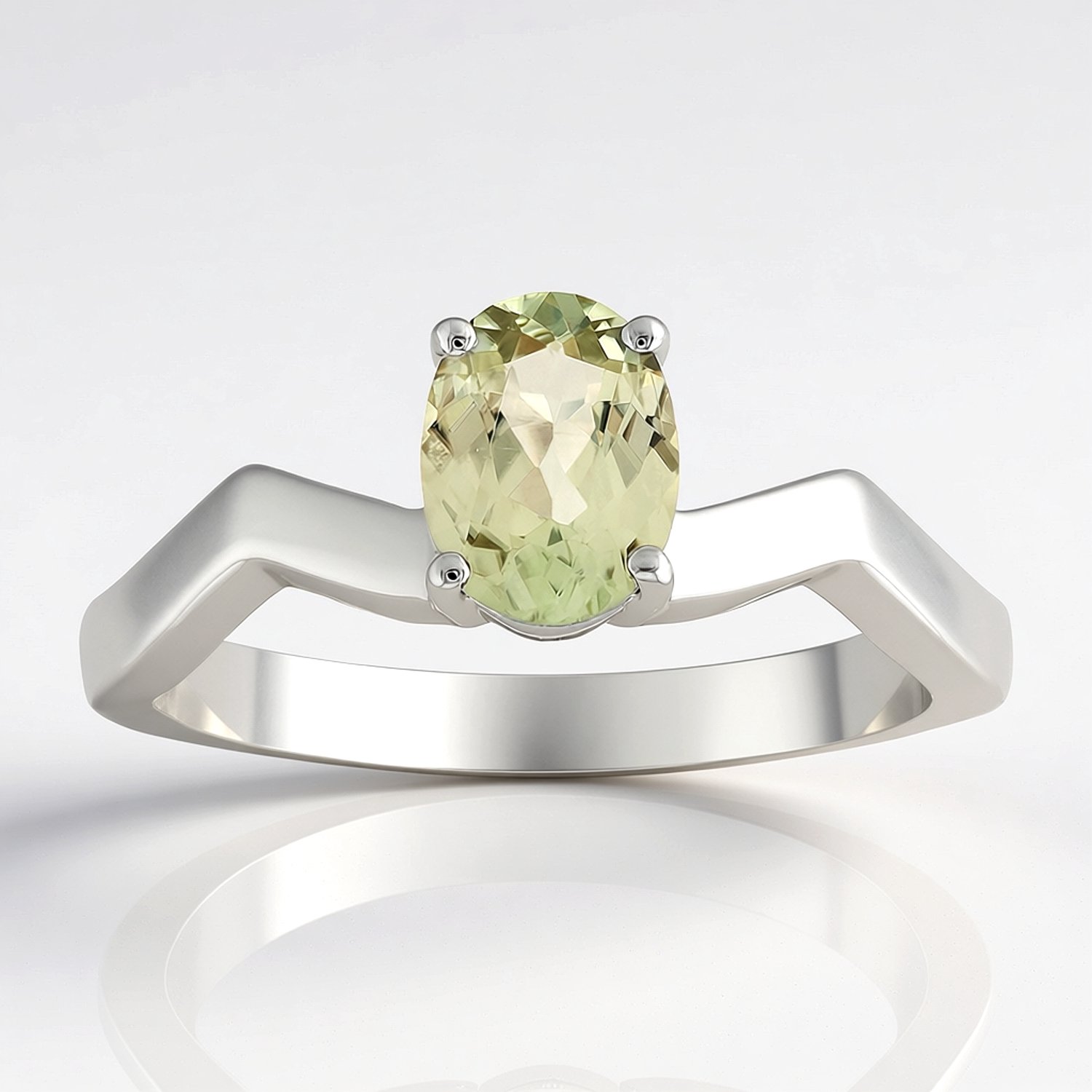 Cavill - Zilveren Ring Dames - 925 Sterling Zilver Gerhodineerd - Ovale Diaspoor 0,765 ct Kleurwissel - V-vormige Moderne Ring uit Turkije